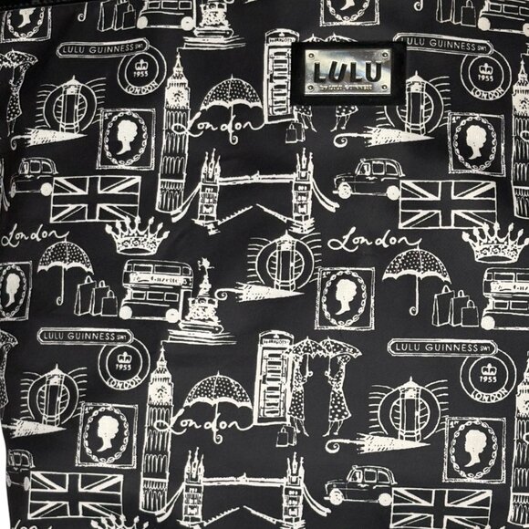 Lulu Guinness London Sights Beach Tote - Black/White - 20" w x 13" h x 5.5" d - Picture 7 of 13